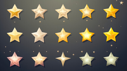 Icon set collection showcasing a range of meticulously designed vector stars