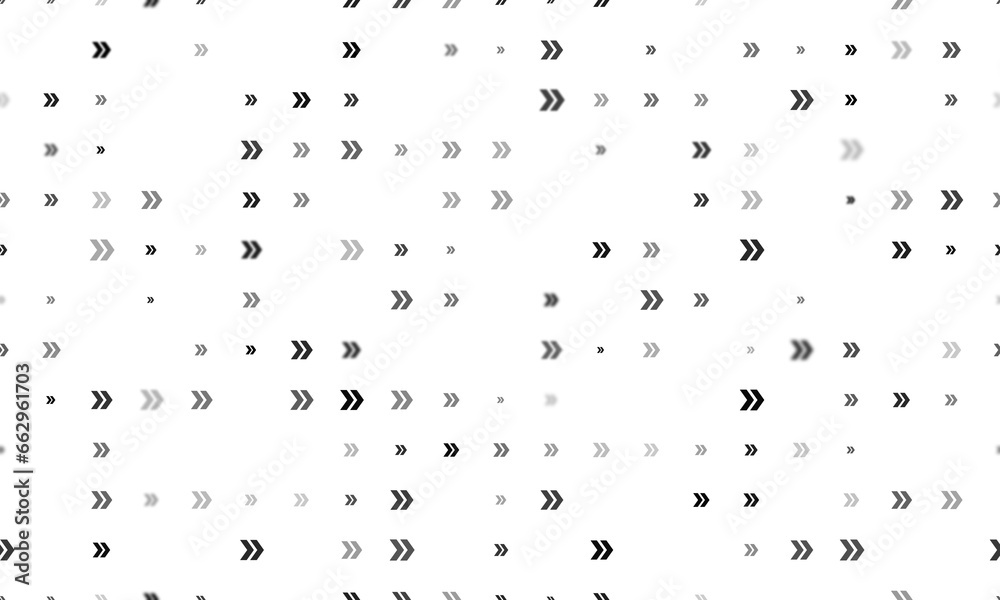 Poster seamless background pattern of evenly spaced black double arrow symbols of different sizes and opaci