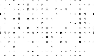 Seamless background pattern of evenly spaced black arch symbols of different sizes and opacity. Illustration on transparent background
