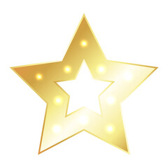 Unique gold five pointed star and flash light design