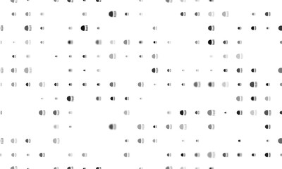 Seamless background pattern of evenly spaced black headlight symbols of different sizes and opacity. Illustration on transparent background