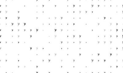 Seamless background pattern of evenly spaced black wheat symbols of different sizes and opacity. Illustration on transparent background