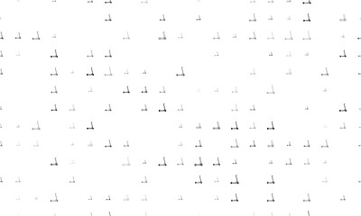 Seamless background pattern of evenly spaced black kick scooter symbols of different sizes and opacity. Illustration on transparent background