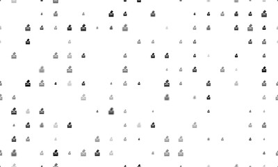 Seamless background pattern of evenly spaced black vote symbols of different sizes and opacity. Illustration on transparent background
