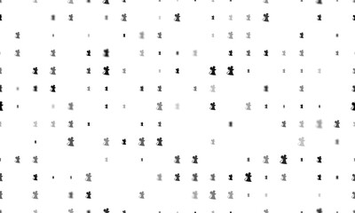 Seamless background pattern of evenly spaced black mouse symbols of different sizes and opacity. Illustration on transparent background
