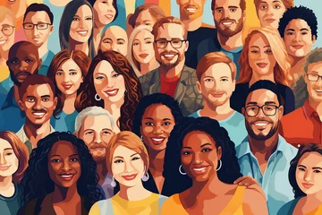 Foto op Canvas group of diverse people smiling together © GHArtwork