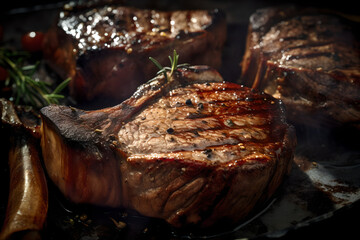 grilled ribeyes steaks, A close up of An amazing American classic