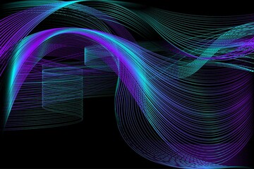 Abstract Blue and Purple Pattern with Waves. Striped Linear Texture. Raster. 3D Illustration