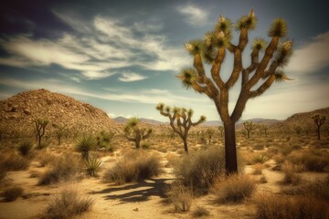 A desert scene featuring a joshua tree. Generative AI