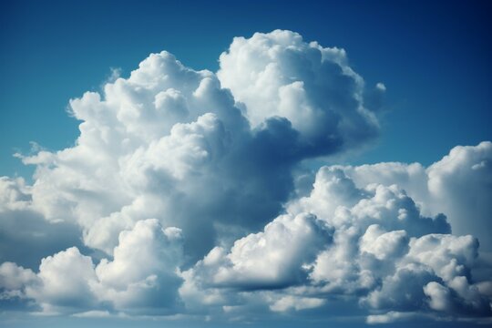 A charming picture of fluffy clouds in a serene sky, depicted in an artistic manner. Generative AI