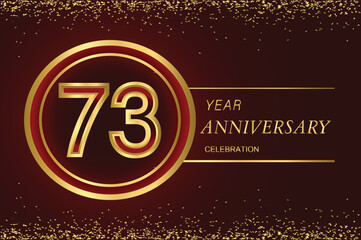 73rd anniversary logo with gold double line style decorated with glitter and confetti Vector EPS 10