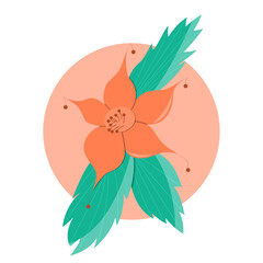 Floral concept on circle background, cinquefoil vector flower design, hand-drawn vector flower