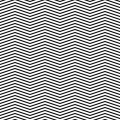 Black zigzag lines. Jagged stripes. Seamless surface pattern design with triangular waves ornament. Repeated chevrons wallpaper. Digital paper for page fills, web designing, textile print. Vector art.