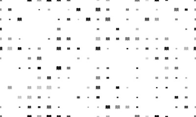 Seamless background pattern of evenly spaced black book symbols of different sizes and opacity. Illustration on transparent background