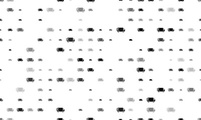 Fototapeta na wymiar Seamless background pattern of evenly spaced black delivery symbols of different sizes and opacity. Vector illustration on white background