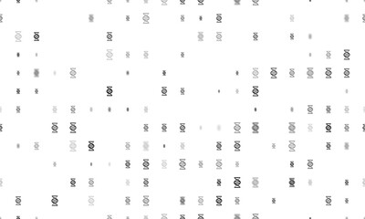 Seamless background pattern of evenly spaced black dna symbols of different sizes and opacity. Vector illustration on white background