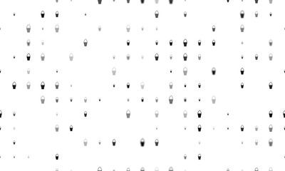 Seamless background pattern of evenly spaced black ice cream symbols of different sizes and opacity. Illustration on transparent background