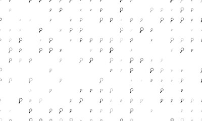 Seamless background pattern of evenly spaced black magnifier symbols of different sizes and opacity. Illustration on transparent background