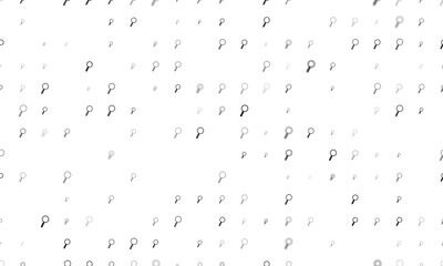 Seamless background pattern of evenly spaced black magnifier symbols of different sizes and opacity. Vector illustration on white background