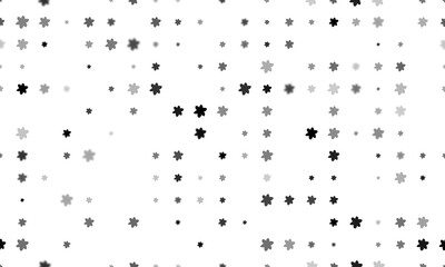 Seamless background pattern of evenly spaced black narcissus flowers of different sizes and opacity. Illustration on transparent background