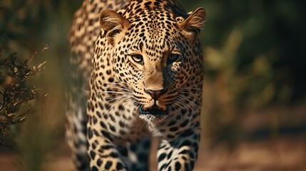 Close-up of a leopard stalking prey