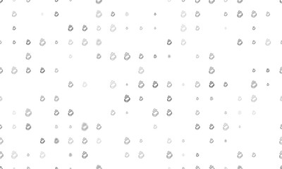 Seamless background pattern of evenly spaced black soap symbols of different sizes and opacity. Vector illustration on white background
