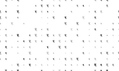 Seamless background pattern of evenly spaced black scorpio symbols of different sizes and opacity. Illustration on transparent background
