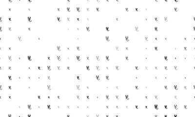 Seamless background pattern of evenly spaced black scorpio symbols of different sizes and opacity. Vector illustration on white background