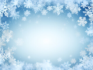 Abstract winter snowflakes background with copy space inside