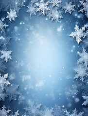 Abstract winter snowflakes background with copy space inside