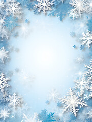 Fototapeta na wymiar Abstract winter snowflakes background with copy space inside