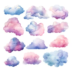 Poster Whimsical Watercolor Cloud Shape - Creative Watercolor Clip Art Element © ELmahdi-AI