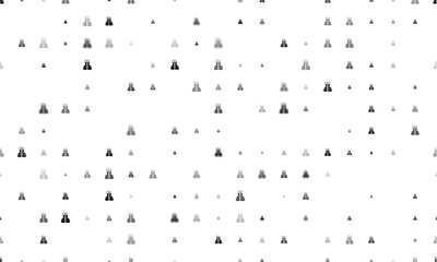 Seamless background pattern of evenly spaced black set of giftss of different sizes and opacity. Vector illustration on white background