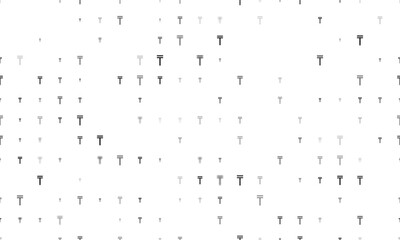 Seamless background pattern of evenly spaced black tenge symbols of different sizes and opacity. Illustration on transparent background