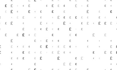 Seamless background pattern of evenly spaced black pound symbols of different sizes and opacity. Vector illustration on white background
