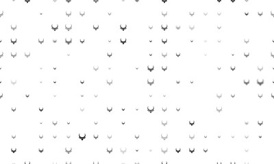 Seamless background pattern of evenly spaced black necklace symbols of different sizes and opacity. Illustration on transparent background