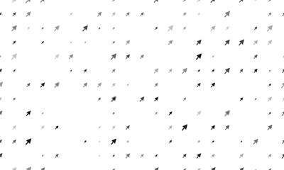 Seamless background pattern of evenly spaced black trowel symbols of different sizes and opacity. Illustration on transparent background