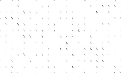 Seamless background pattern of evenly spaced black compass dividers of different sizes and opacity. Illustration on transparent background