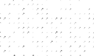 Seamless background pattern of evenly spaced black ax symbols of different sizes and opacity. Illustration on transparent background