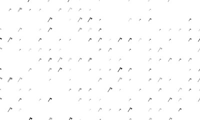 Seamless background pattern of evenly spaced black ax symbols of different sizes and opacity. Vector illustration on white background