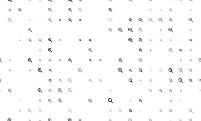 Seamless background pattern of evenly spaced black zoom in symbols of different sizes and opacity. Illustration on transparent background