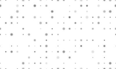 Seamless background pattern of evenly spaced black spider web symbols of different sizes and opacity. Illustration on transparent background