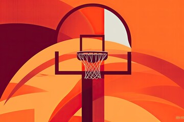 Minimalist Design of a Basketball Hoop for a Sports Event Flyer: Abstracted and Eye-Catching, generative AI