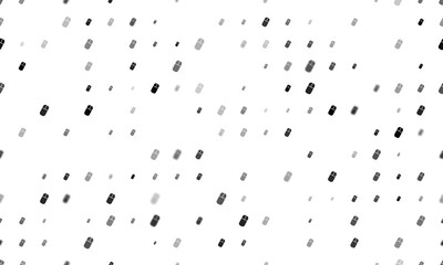 Seamless background pattern of evenly spaced black computer mouse symbols of different sizes and opacity. Illustration on transparent background