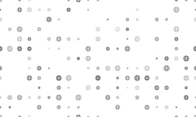 Seamless background pattern of evenly spaced black web symbols of different sizes and opacity. Vector illustration on white background