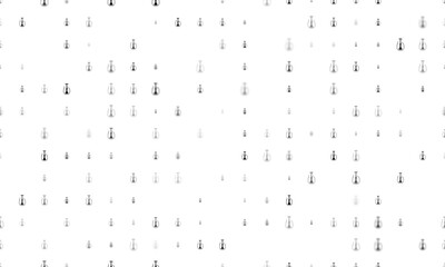 Seamless background pattern of evenly spaced black hookah symbols of different sizes and opacity. Illustration on transparent background