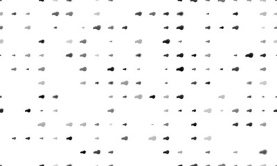Seamless background pattern of evenly spaced black sports whistle symbols of different sizes and opacity. Vector illustration on white background