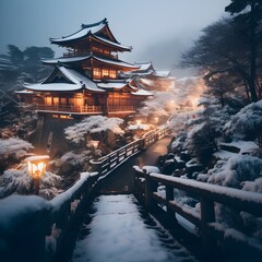 A japanese onsen in the snow