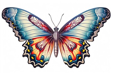 Colorful Butterfly Clipart: Delicate Mid-Flight Wings with Vibrant Patterns, generative AI