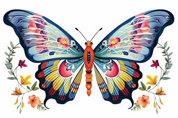 Colorful Butterfly Clipart: Delicate Wings in Mid-Flight, displaying stunning patterns, generative AI